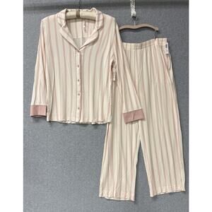 Soma Cool Nights Pajama Set Sparkling Stripe Pink Size Medium NEW w/ Blemish